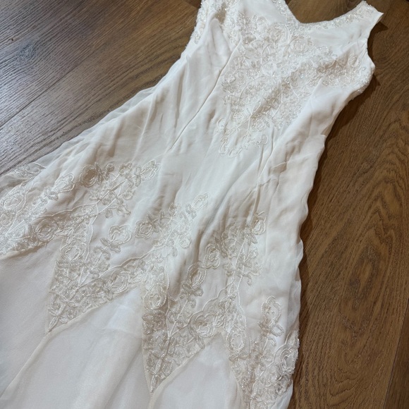 Vintage 100% Silk Beaded Dress Vintage Wedding Dress Vintage Silk Beaded Wedding - Picture 10 of 17
